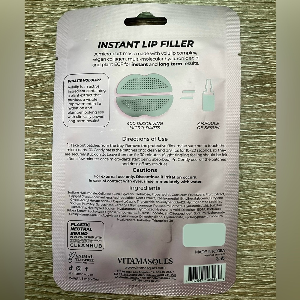 Vitamasques Pro Instant Lip Filler Micro-dart Lip Mask New - Picture 2 of 2